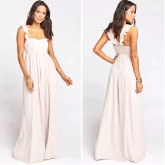 Show Me Your Mumu June XS Sleeveless Smocked Maxi Dress Chiffon Flowy Ring Crisp - Picture 1 of 11